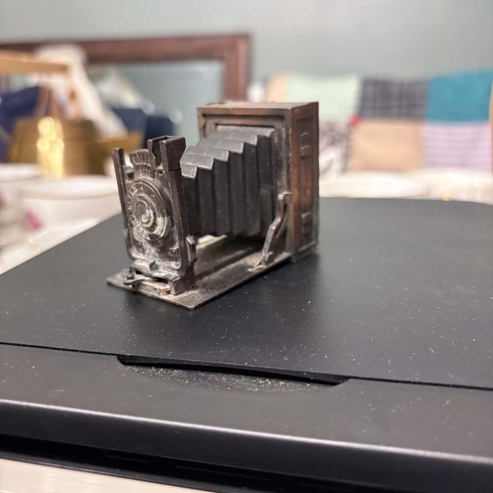 Vintage Die Cast Metal Folding Camera Pencil Sharpener